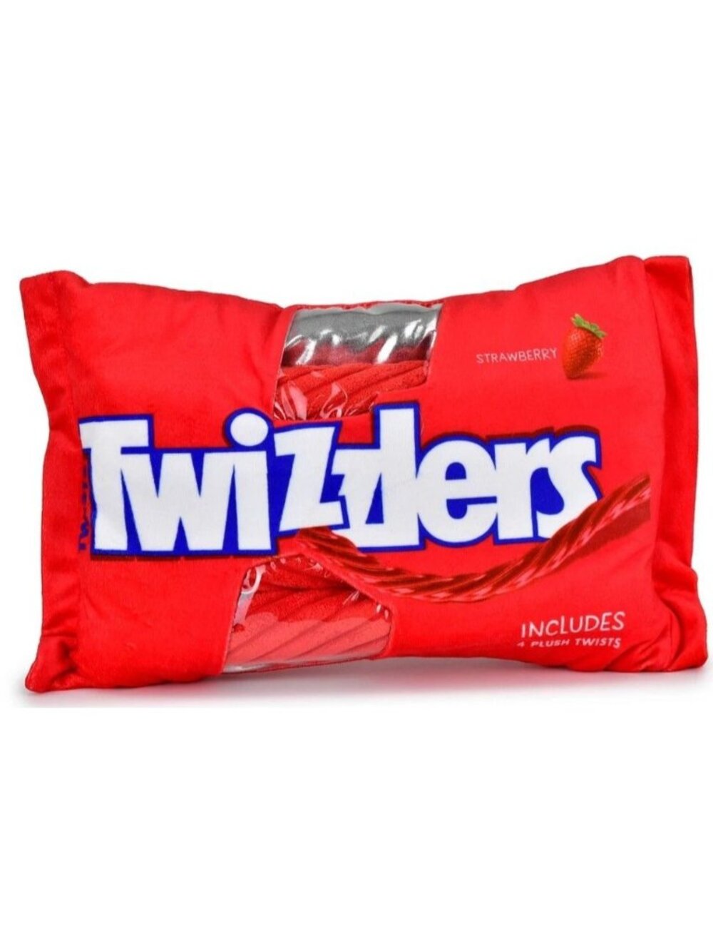 Twizzlers Strawberry Plush Pillow With 4 Plush Twists Toy Red & White 14" x 9"